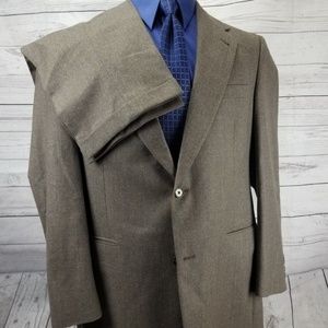 Burberry Brown Flannel Wool Striped Suit 42R 38W